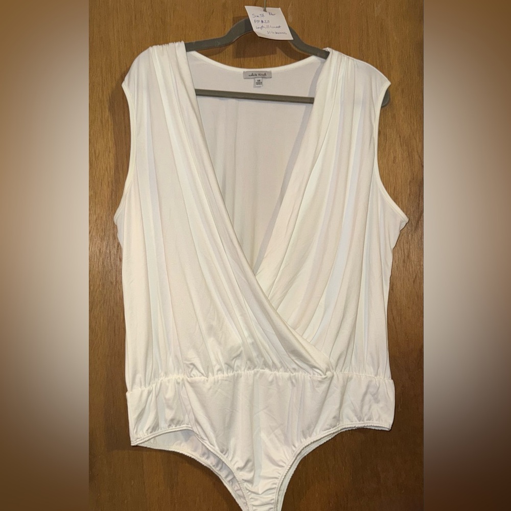 White Birch White Sleeveless Bodysuit, Size 3X
